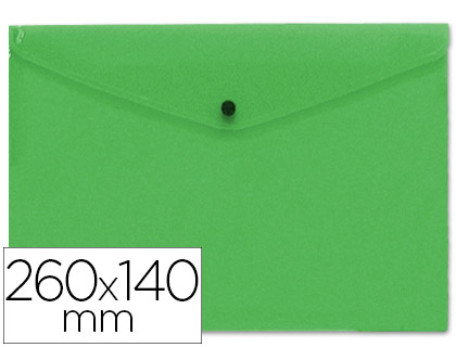 Carpeta sobre con broche Liderpapel 260x140 mm. polipropileno verde transparente Frosty